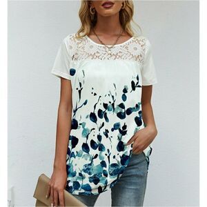 Floral Lace-Neck Tunic 